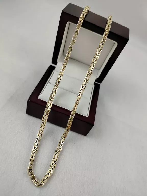 POZŁACANY SREBRNY ŁAŃCUCH SPLOT KRÓLEWSKI 51CM 31,89GR 925