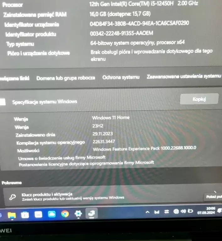 LAPTOP HUAWEI MATEBOOK D16 I5-12450H 16/512GB SZARY WIN11