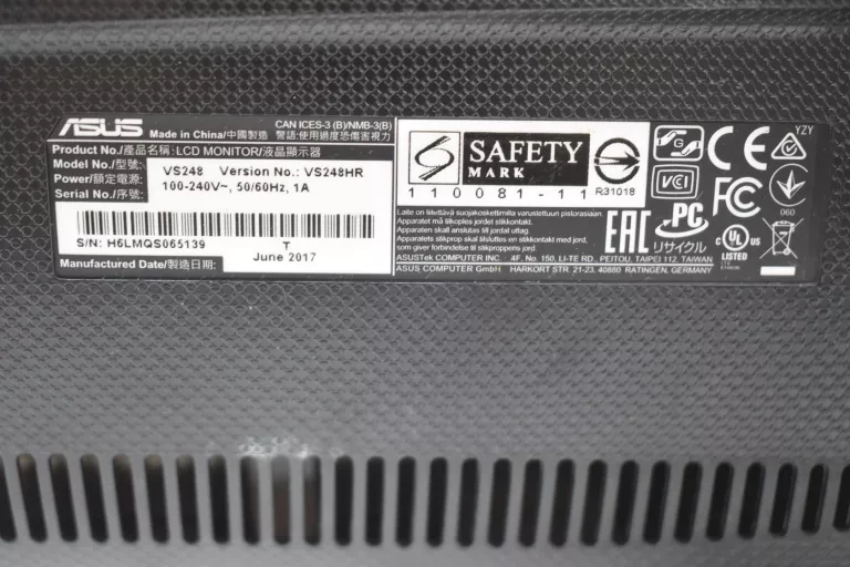 MONITOR ASUS VS248 FULL HD HDMI DVI
