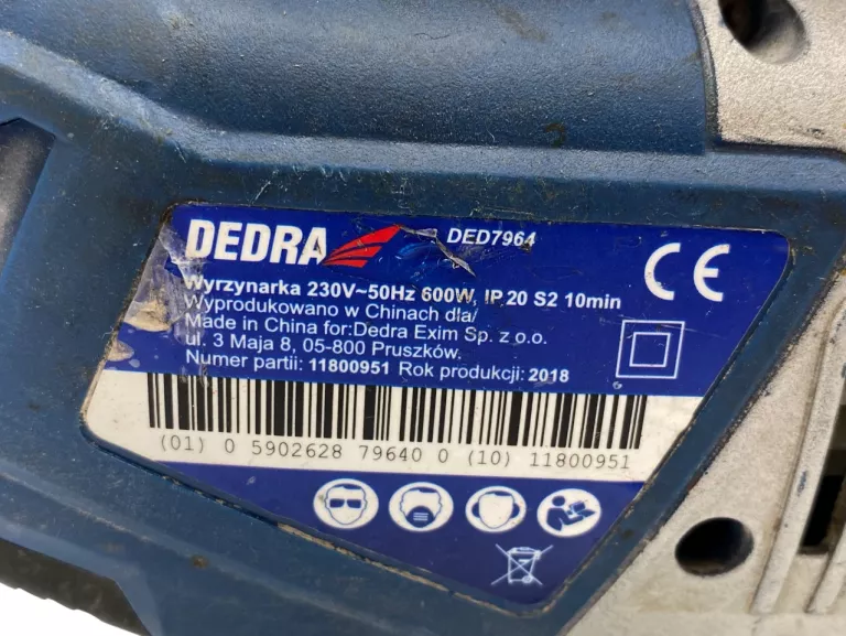WYRZYNARKA ELEKTRYCZNA DEDRA DED 7964 600W 230V MAX 2600 SKOKÓW/MIN 20MM