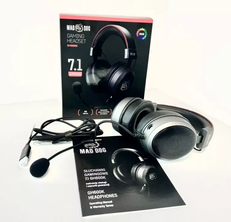 SŁUCHAWKI GAMINGOWE MAD DOG GH600K KOMPLET