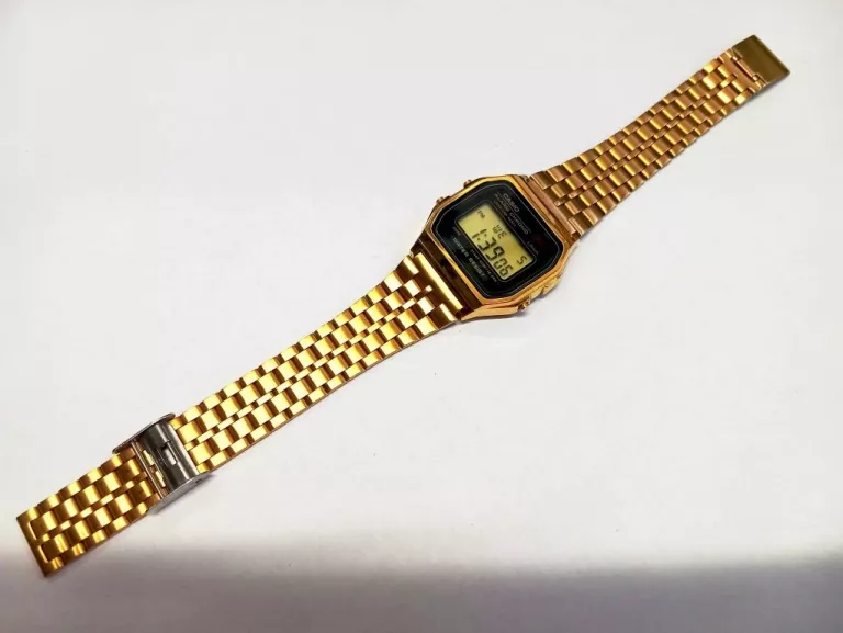 ZŁOTY VINTAGE ZEGAREK CASIO A159WGE KOMPLET
