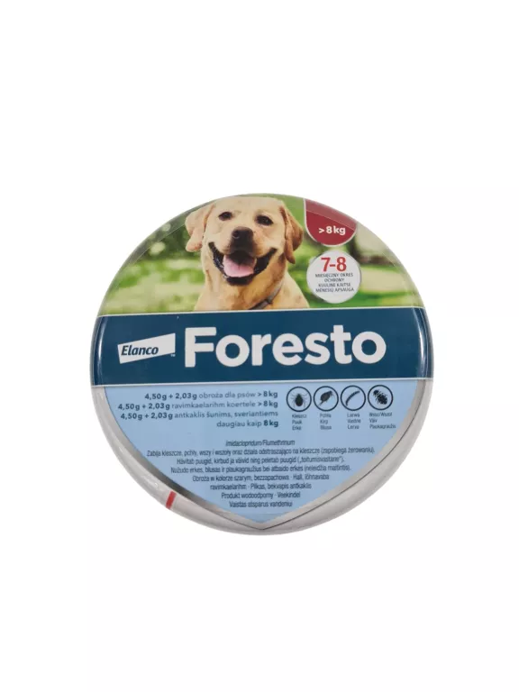 FORESTO DUŻA OBROŻA NA PCHŁY KLESZCZE DLA PSA OD 8 KG 70 CM