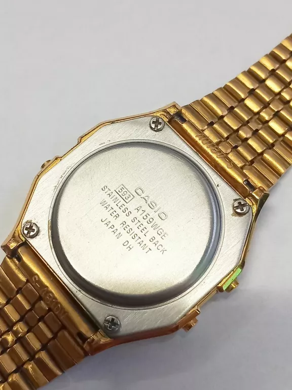 ZŁOTY VINTAGE ZEGAREK CASIO A159WGE KOMPLET