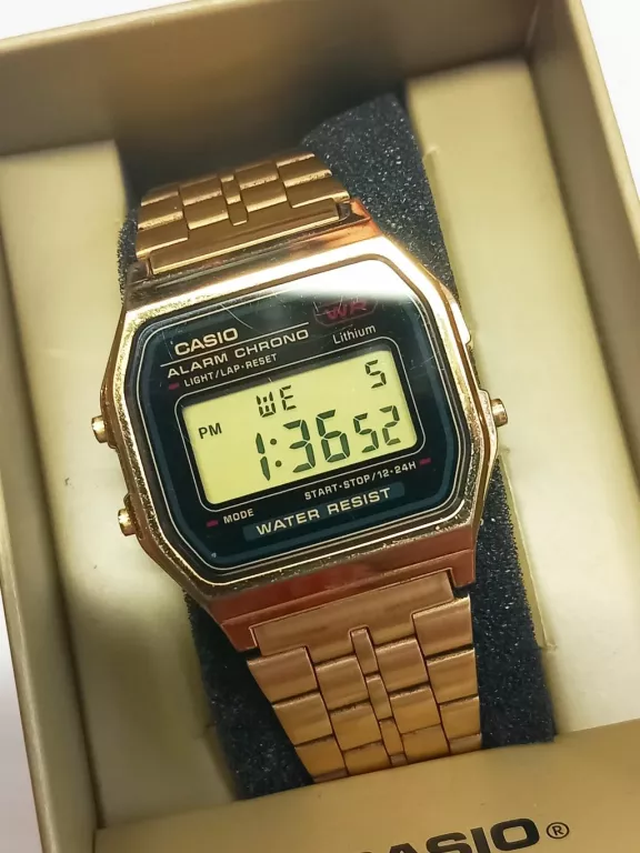ZŁOTY VINTAGE ZEGAREK CASIO A159WGE KOMPLET