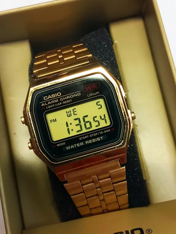 ZŁOTY VINTAGE ZEGAREK CASIO A159WGE KOMPLET