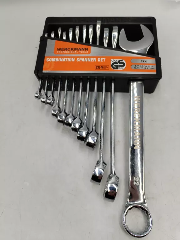 ZESTAW KLUCZY PŁASKICH WERCKMANN 12SZT 6-22 CHROME VANADIUM POŁYSK