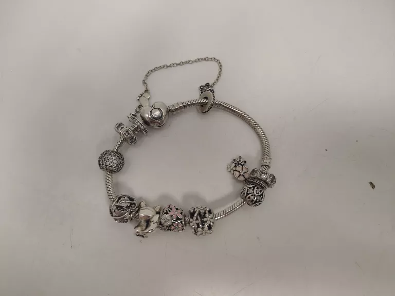 BRANSOLETKLA PANDORA SERCE + 10 CHARMSÓW