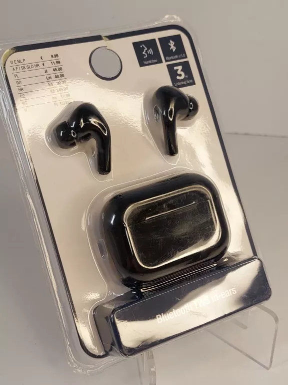 SŁUCHAWKI BEZPRZEWODOWE CZARNE TWS IN-EARS