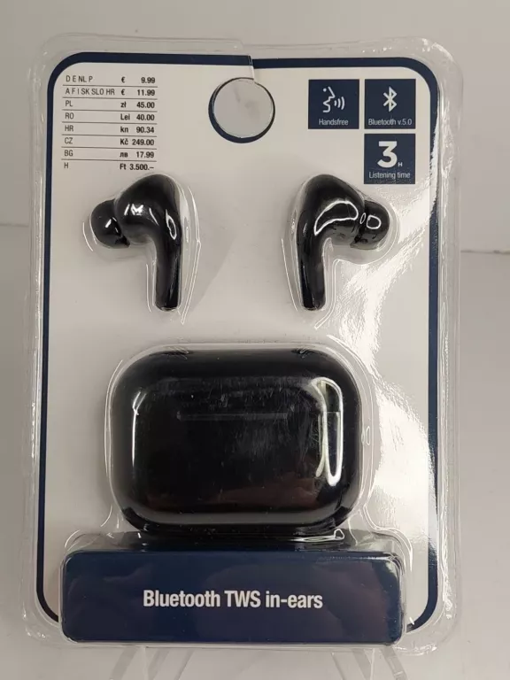 SŁUCHAWKI BEZPRZEWODOWE CZARNE TWS IN-EARS