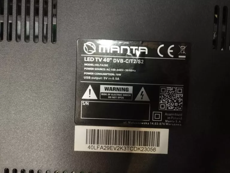 MANTA LED TV 40 TELEWIZOR