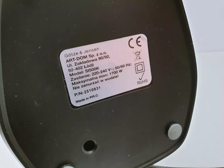PAROWNICA DO UBRAŃ STEAMER GOTZE & JENSEN SI500K KOMPLET