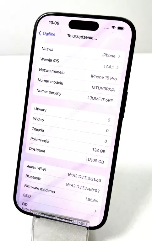 TELEFON IPHONE 15 PRO MTUV3PX/A 128GB KONDYCJA 100% NA CZĘŚCI