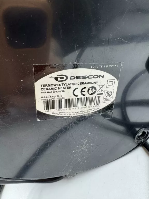 TERMOWENTYLATOR CERAMICZNY 1800W DEDRA DA-T182CS