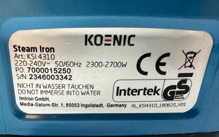 ŻELAZKO KOENIC KSI 4310 GWARANCJA!