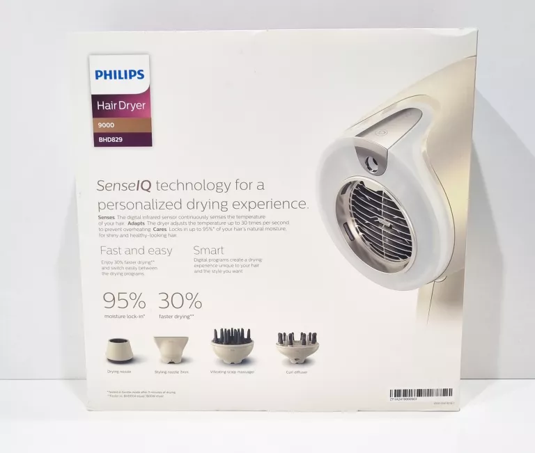 SUSZARKA DO WŁOSÓW PHILIPS SENSEIQ BHD829/00 JONIZACJA DYFUZOR 1800W BEŻOW