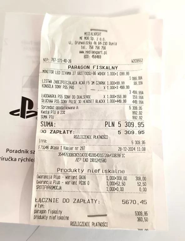 KONSOLA SONY PS5 PRO (2TB) KOMPLET
