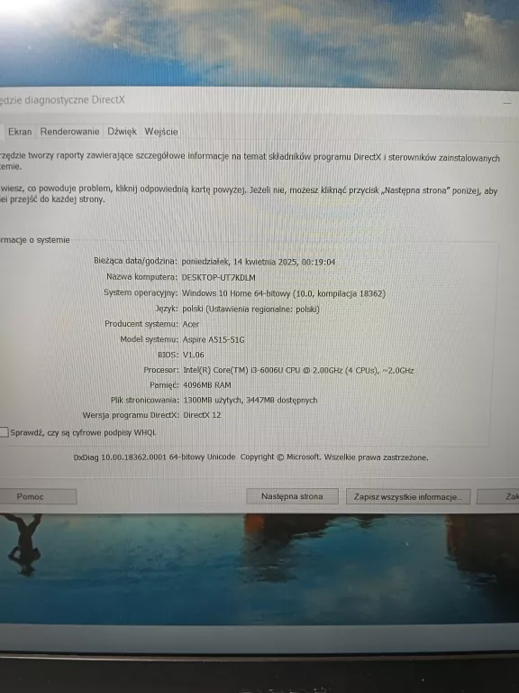 LAPTOP ACER ASPIRE 5 N17C4 4/128GB I3-6006 INTEL HD GRAPHICS 520