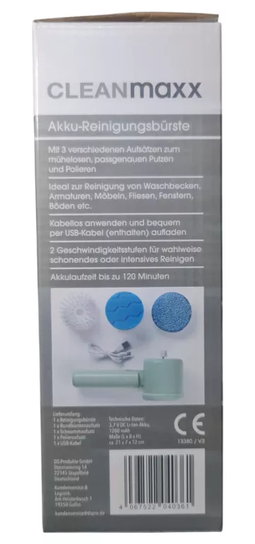 CLEANMAXX E300 / AKU 120MIN SZCZOTKA DO SPRZĄTANIA - 2 POZIOMY PRĘDKOŚC