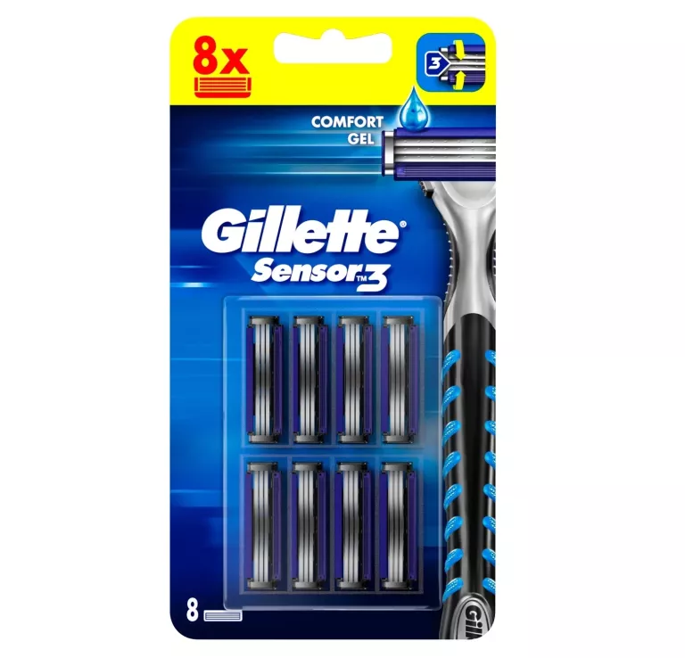 WKŁADY DO MASZYNKI GILLETTE SENSOR 3 COMFORT GEL 8 SZTUK