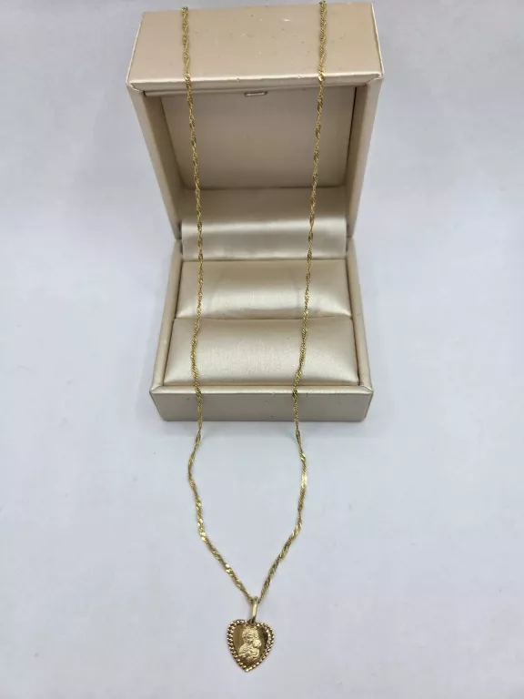 ZŁOTY ŁAŃCUSZEK Z MEDALIKIEM 2,23G 585/14K 45CM