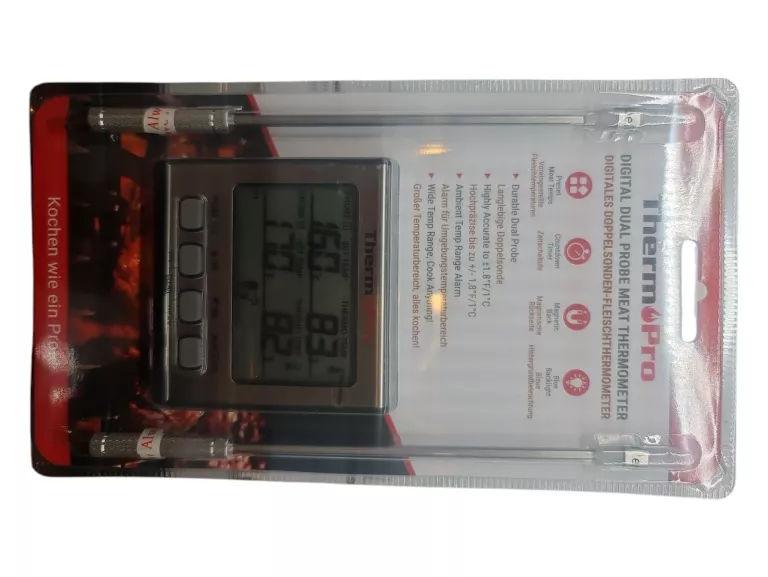 TERMOMETR KUCHENNY LCD GRILL PIEKARNIK WĘDZARNIA 2 SODNY THERMOPRO TP-17