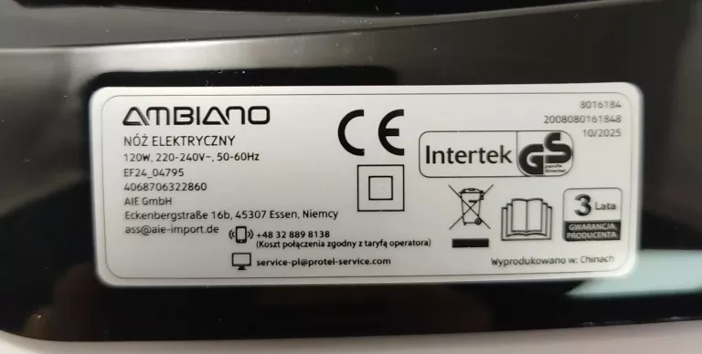 NÓŻ ELEKTRYCZNY AMBIANO