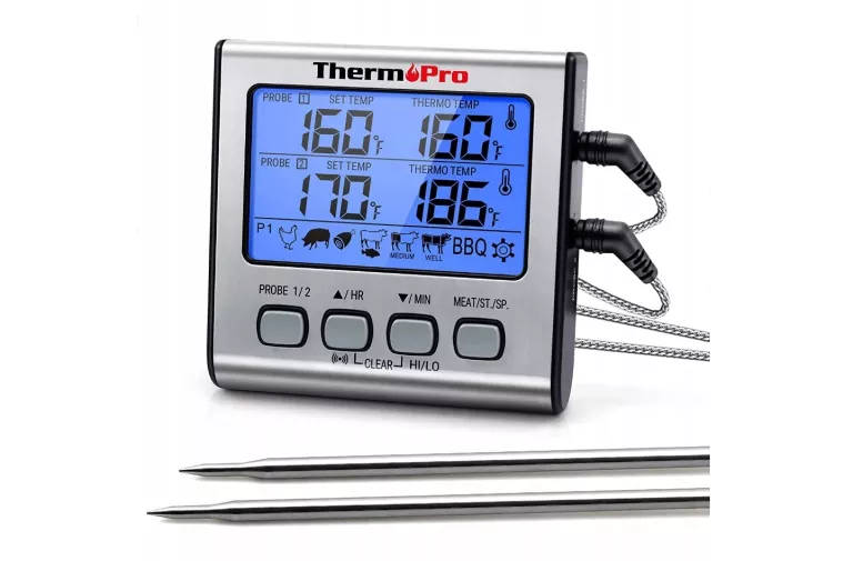 TERMOMETR KUCHENNY LCD GRILL PIEKARNIK WĘDZARNIA 2 SODNY THERMOPRO TP-17