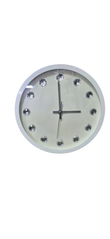 ZEGAR ŚCIENNY BIAŁY Z DIAMENTAMI 30 CM