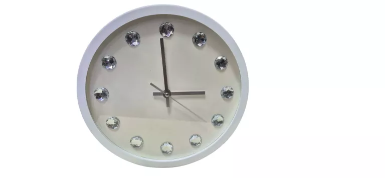 ZEGAR ŚCIENNY BIAŁY Z DIAMENTAMI 30 CM