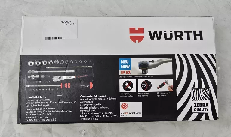ZESTAW KLUCZY NASADOWYCH WURTH ZEBRA 1/4" 34 EL.
