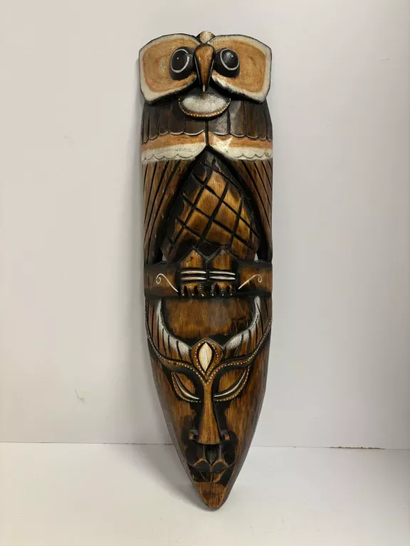 MASKA DRAWNIANA TRIBAL DE BALI TOTEM SOWA
