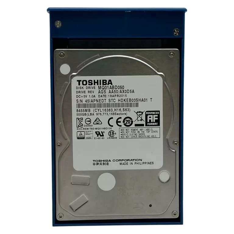 DYSK ZEWNĘTRZNY TOSHIBA 500GB HDD | KIECZEŃ QOLTEC 52276 NIEBIESKI
