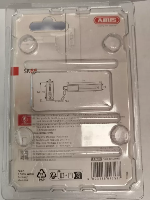 ŁAŃCUCH DRZWIOWY ABUS SK66 SREBRNY