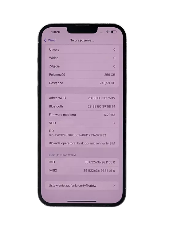 TELEFON IPHONE 13 PRO MAX 256 GB KOND 89% BIAŁY OPIS!