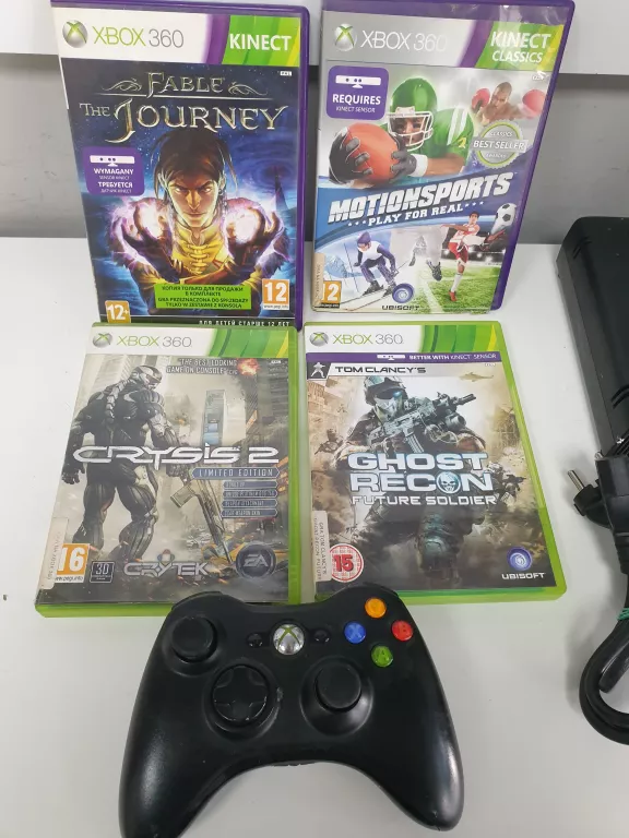 KONSOLA XBOX 360 120GB - PAD, 3 GRY, KAMERA, OKABLOWANIE