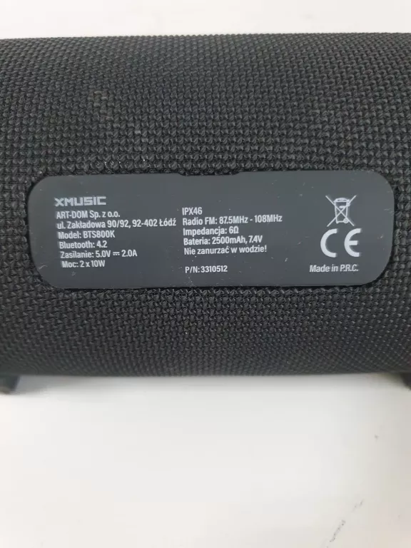 GŁOŚNIK PRZENOŚNY XMUSIC BTS800K CZARNY 20 W