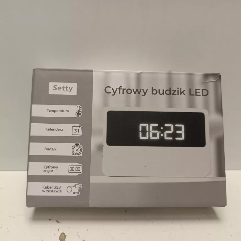 SETTY CYFROWY BUDZIK LED BIAŁYD