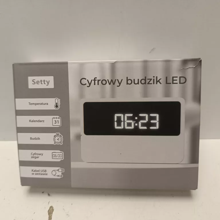 SETTY CYFROWY BUDZIK LED BIAŁYD