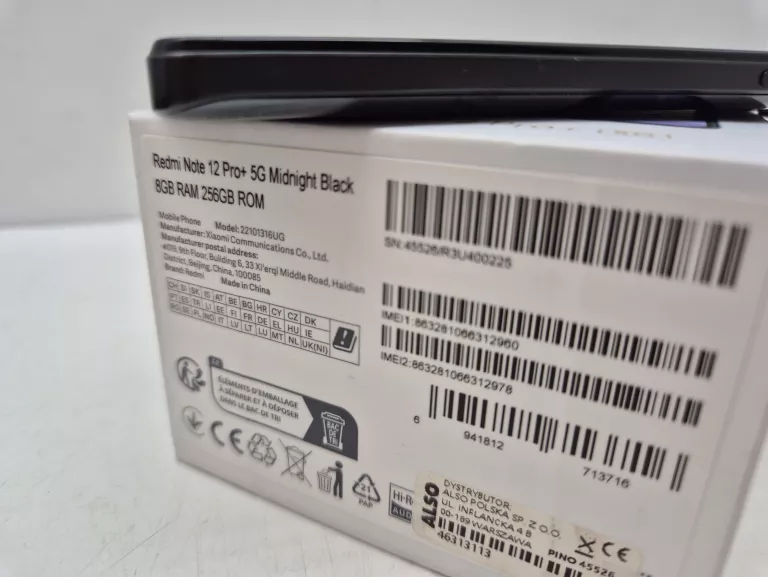 SMARTFON XIAOMI REDMI NOTE 12 PRO+ 5G 8 GB / 256 GB 5G CZARNY