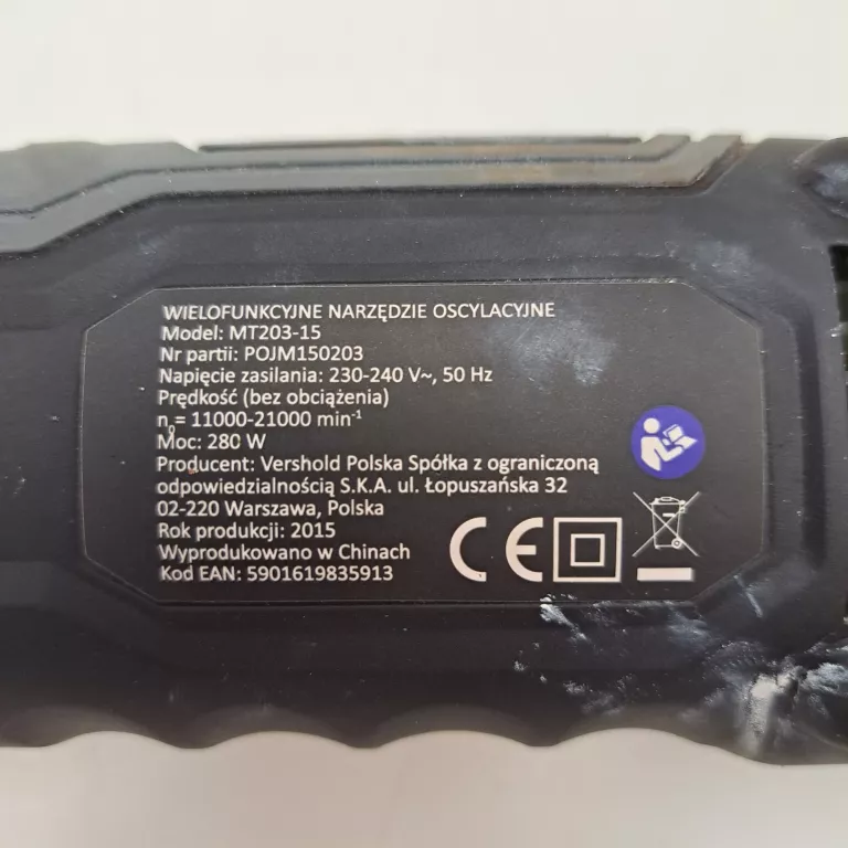 WIELOFUNKCYJNE NARZĘDZIE SZLIFIERKA NITEO TOOLS MT203-15