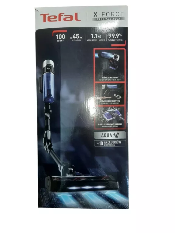 ODKURZACZ BEZPRZEWODOWY TEFAL X-FORCE FLEX 9.60 AQUA/PUDEŁKO