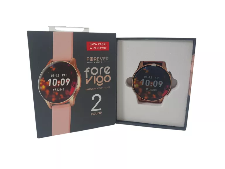 SMARTWATCH FOREVER ACTIVE FOREVIGO SB-310 OKRĄGŁY DWA PASKI RÓŻOWO-ZŁOTY