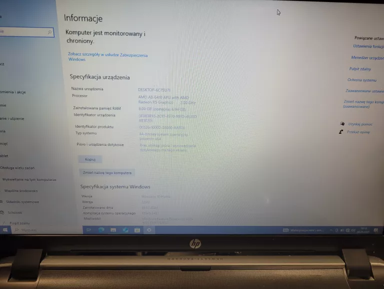 LAPTOP HP PAVILION 8GB RAM AMD A8 WIN 10 HDD500GB