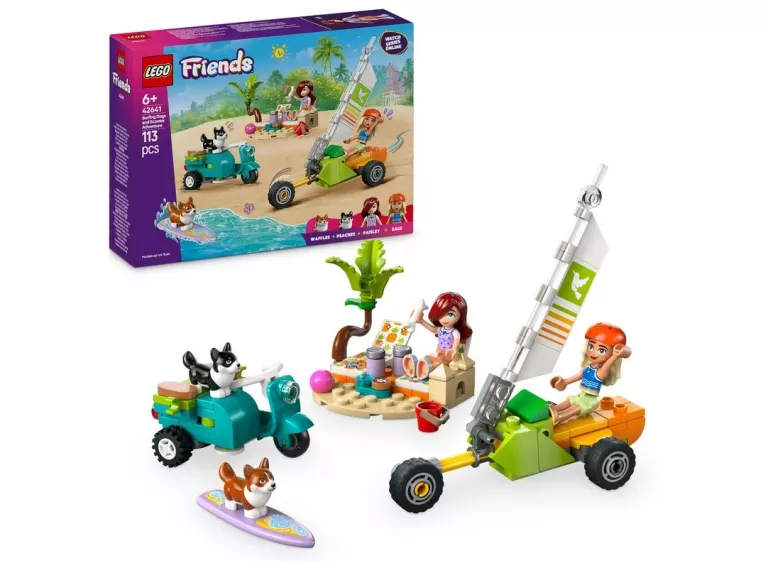 LEGO FRIENDS 42641 PRZYGODA Z SURFUJĄCYMI PSAMI I SKUTEREM