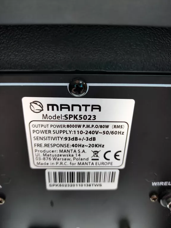 GŁOŚNIK PRZENOŚNY DUŻY MANTA SPK 5023