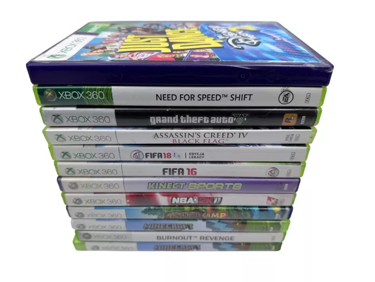KONSOLA MICROSOFT XBOX 360 E 500GB + KINECT + PAD + 12 GIER