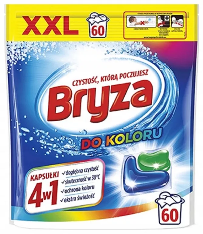 BRYZA 4W1 KAPSUŁKI DO PRANIA KOLORÓW 60 SZT XXL