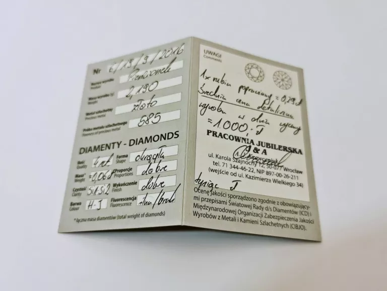 ZŁOTY PIERŚCIONEK DIAMENTAMI 2,19G 585 0,06CT