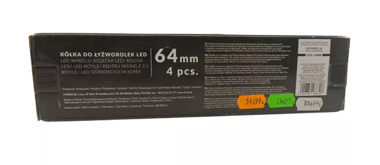 ORYGINALNY ZESTAW KÓŁEK DO ROLEK COOLSLIDE LED WHEEL 64MM 4SZT